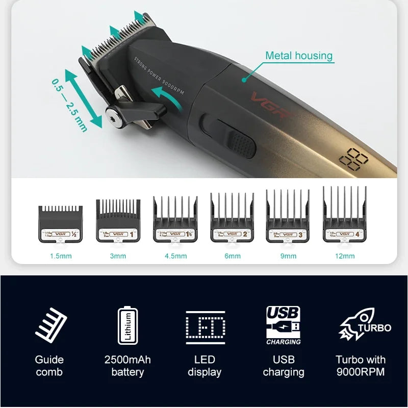 Professional Men's Hair Clipper & Rechargeable Hair Trimmer